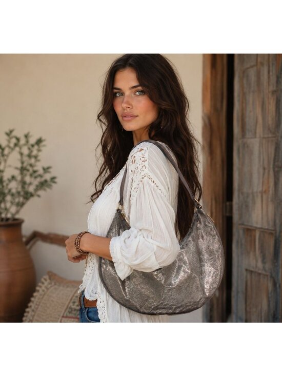 Le SportSac Handbags - New Lesportsac 19x11 Metallic Hobo Zip Around Expandable Adjustable Shoulder Bag